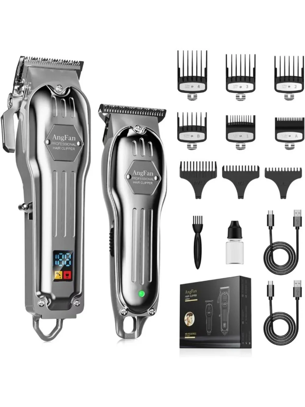 Cordless Hair Clippers & Trimmer Set for Men - Professional Grooming Kit